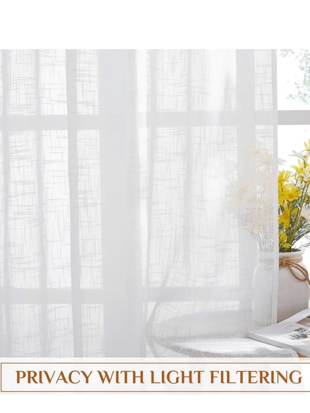 Sheer White Window Curtains - 2 Panels